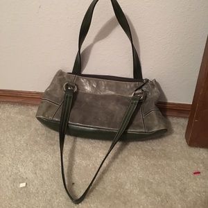 Green faux leather purse